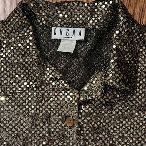 Vintage Erena Women's Top Shirt Gold Size 2XL 3/4 Sleeves